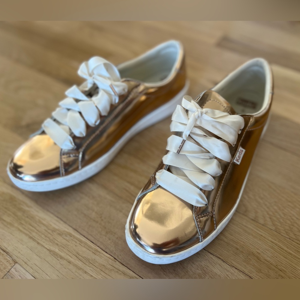 Gold women’s shoes with White Accents